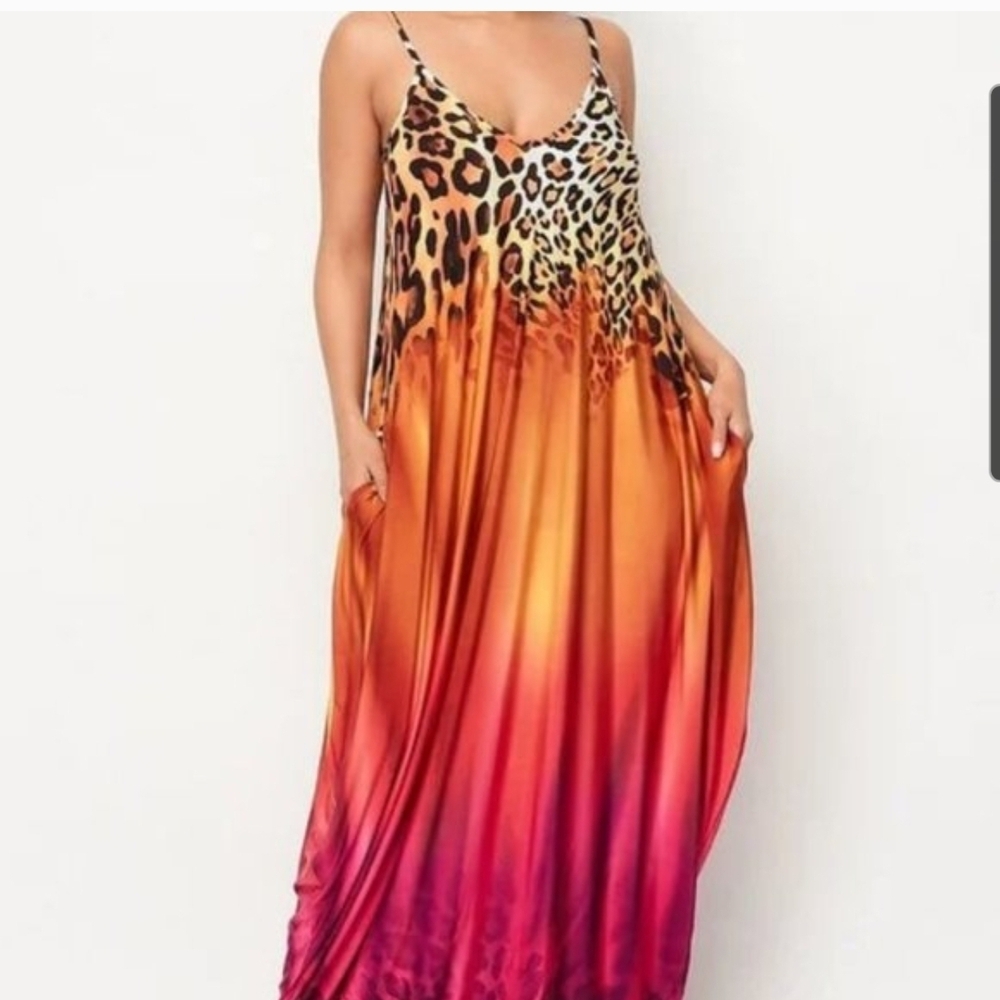 Ittsy Leopard Print Maxi Dress- W Pockets
